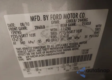 2011 Ford Edge Se z USA, uszkodzony, nr VIN 2FMDK3GC3BBA09589